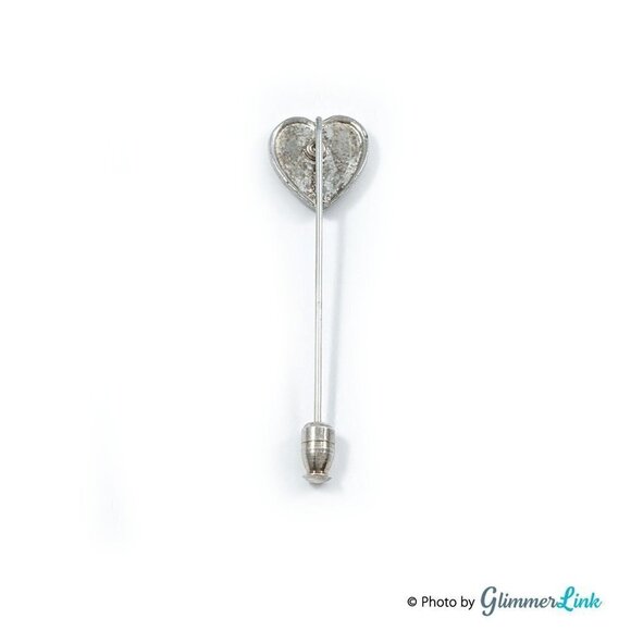 Vintage Silver Tone Heart Shaped Mosaic Stick Pin - Picture 4 of 5